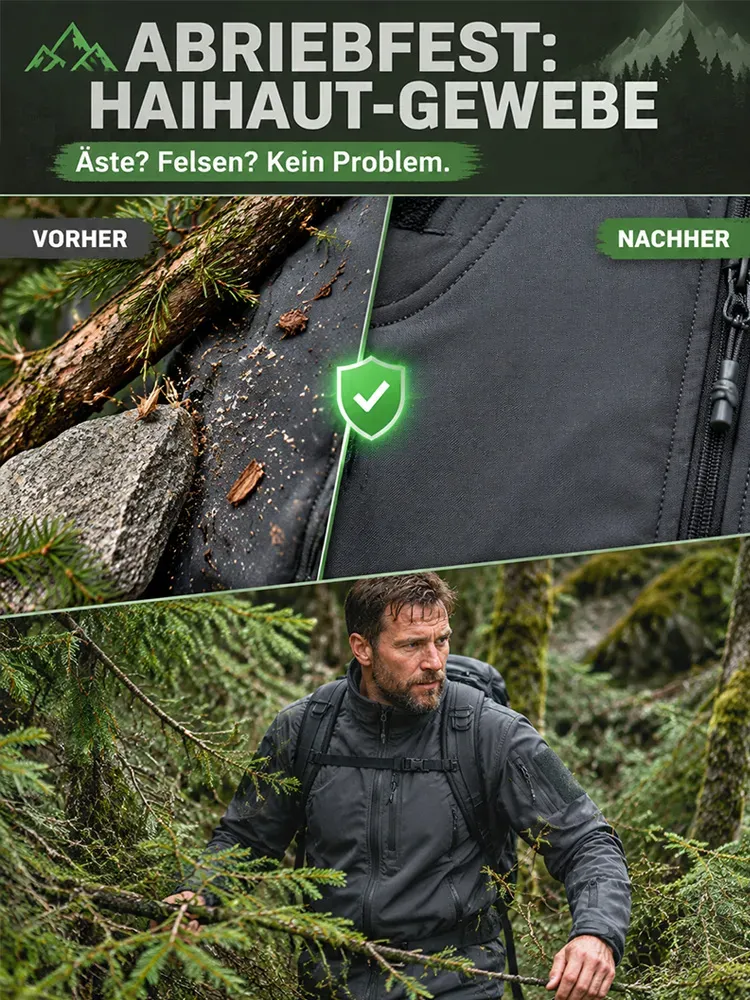 Men's Softshell Jacket Set Windproof Water-Resistant Fleece-Lined Durable