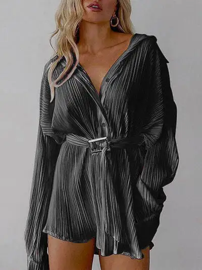 Button Up Dropped Shoulder Shirt Dress Mini Dress