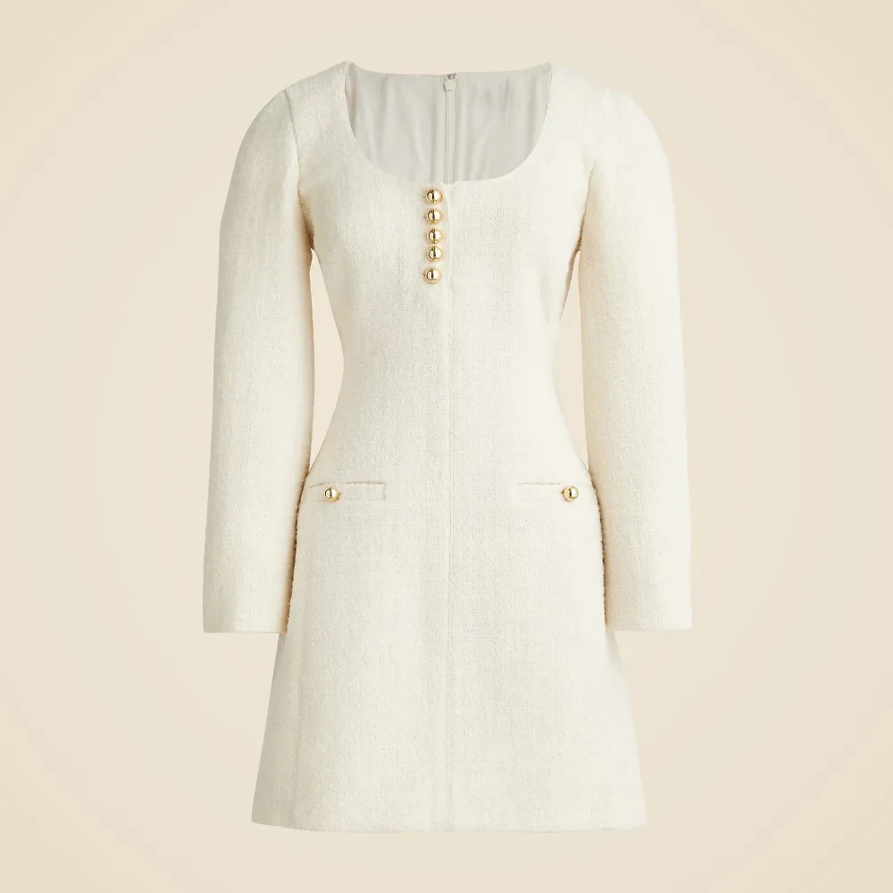 Tweed Pencil Long Sleeve Mini Dresses