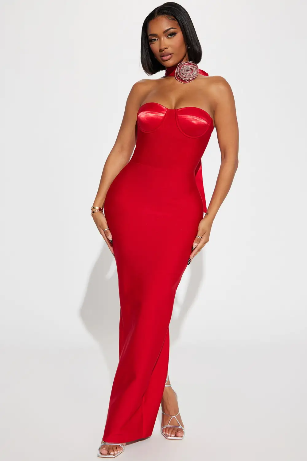 Divine Bandage Maxi Dress - Red