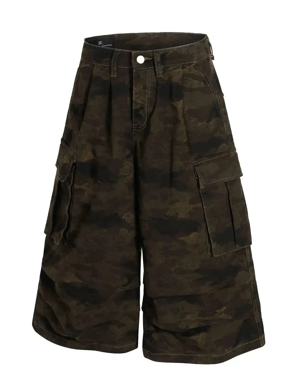 Wide Leg Utility Cotton Blend Casual Shorts