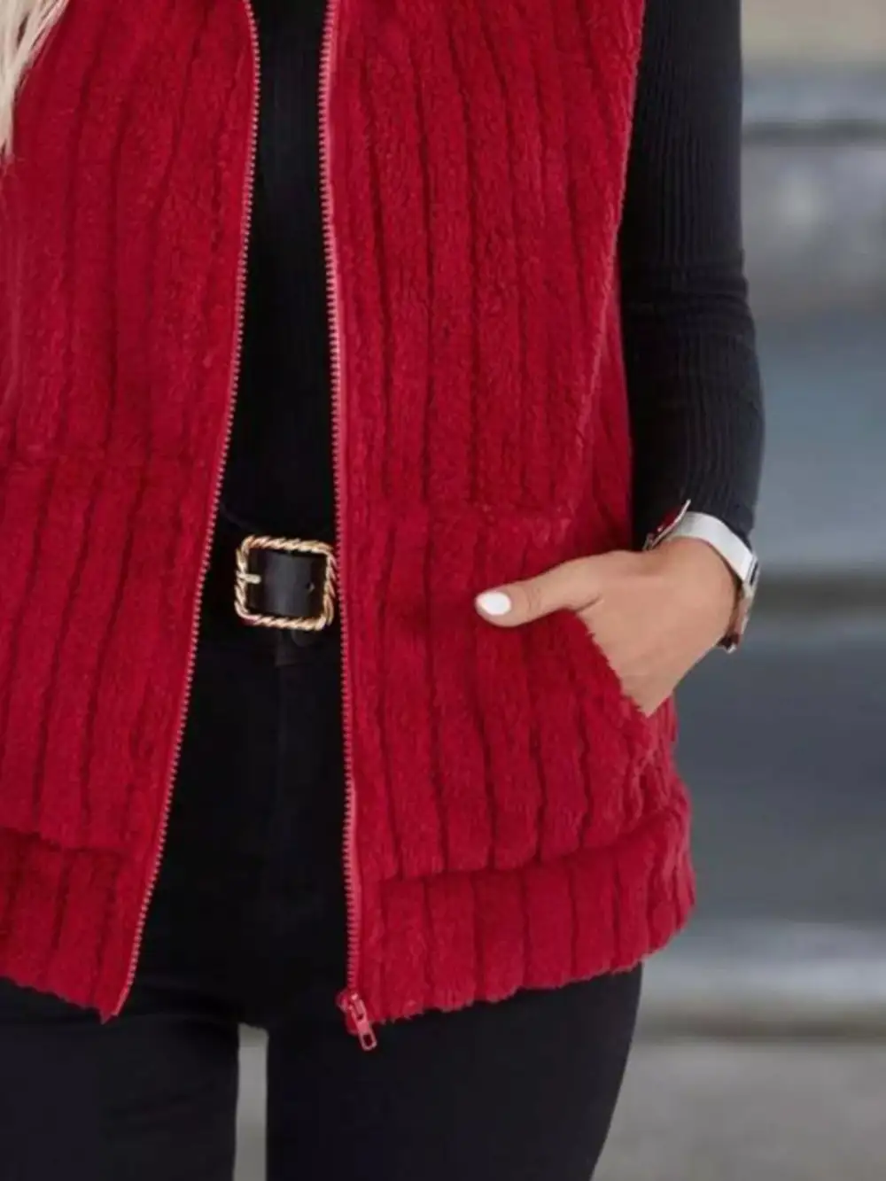 Full Size Fleece Zip-Up Vest