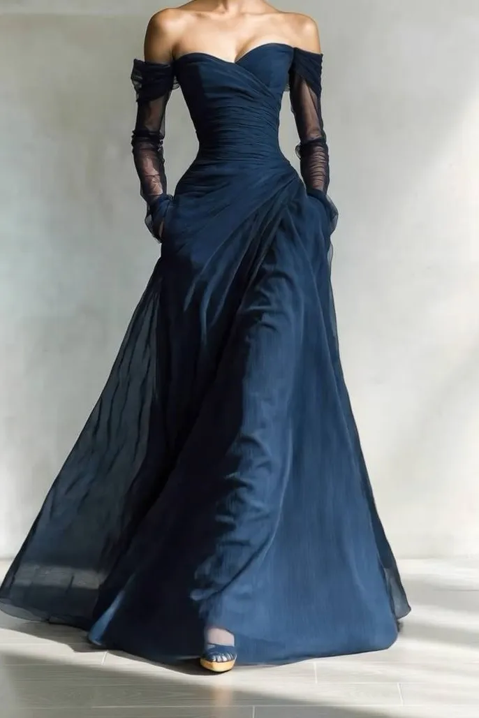 Off Shoulder Mesh Splicing Maxi Dress