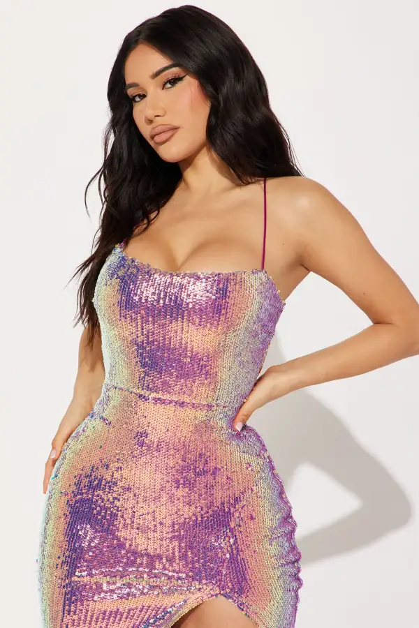 Anna Sequin Maxi Dress - Raspberry