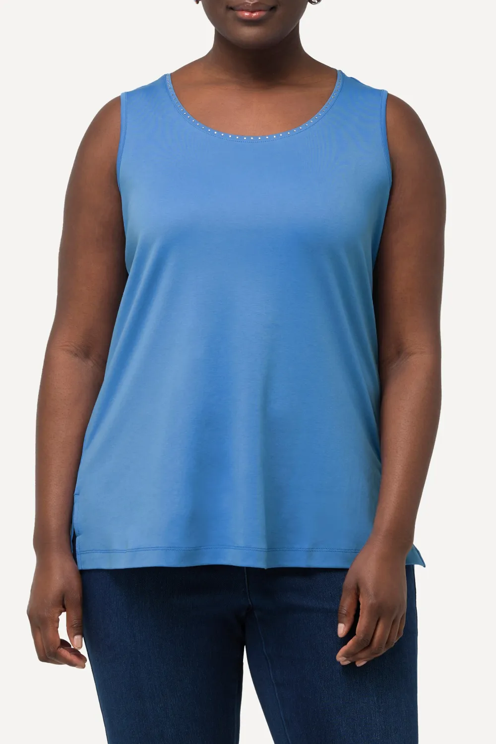 Women's Round Neck Vest With Diamond Studded Collar