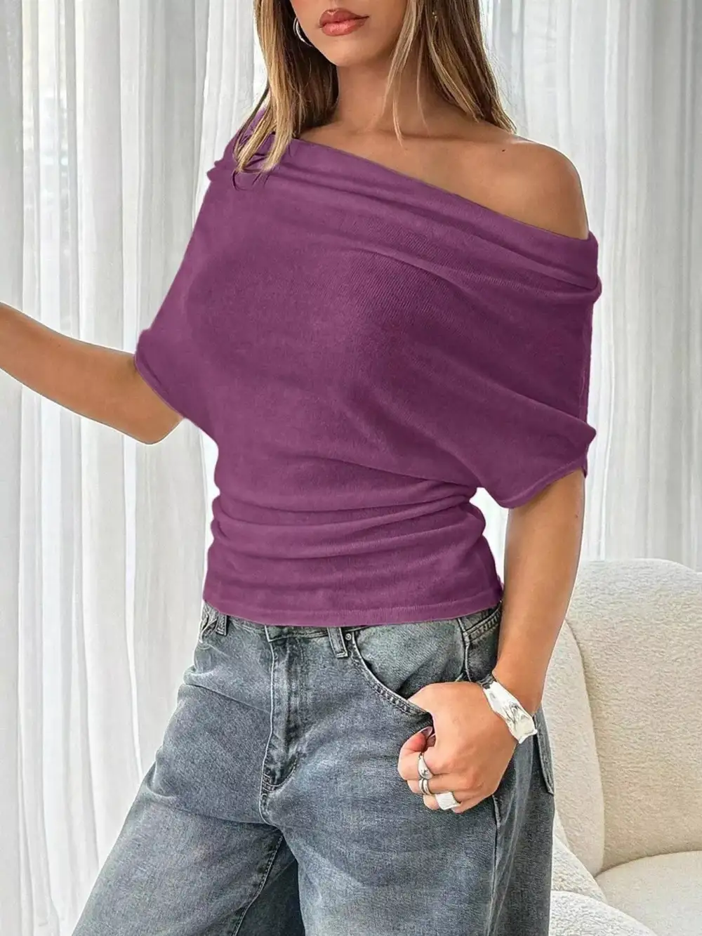 Shoulder Ruched T-Shirt