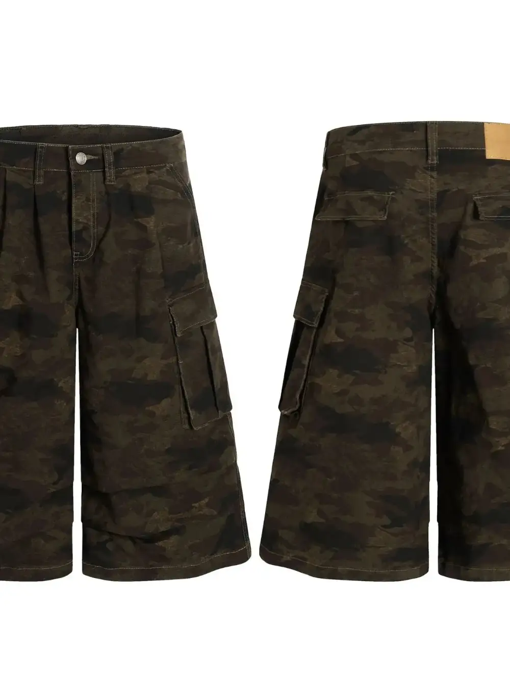 Wide Leg Utility Cotton Blend Casual Shorts