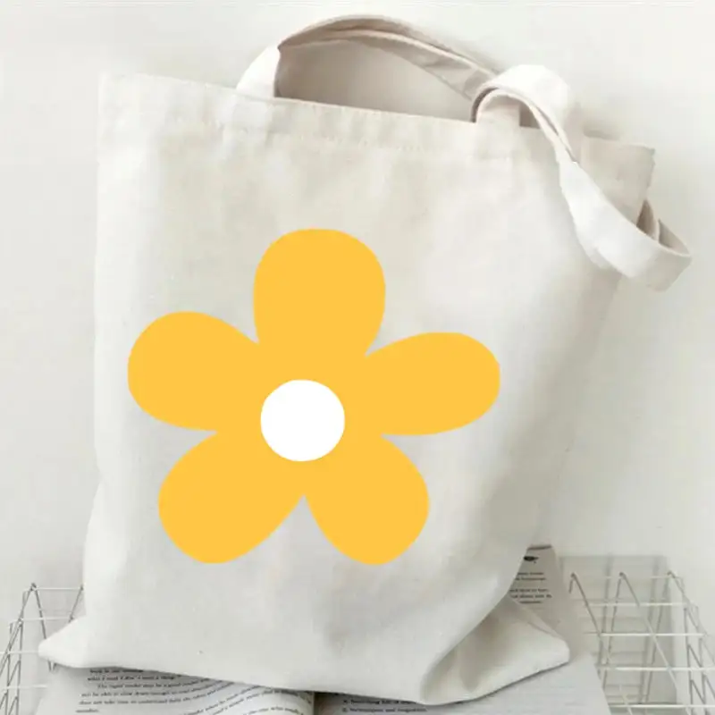 Groovy Retro Graphic Canvas Tote Bag