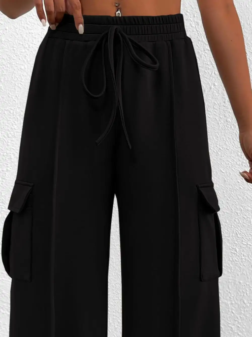 High Waist Cargo Pants With Drawstring