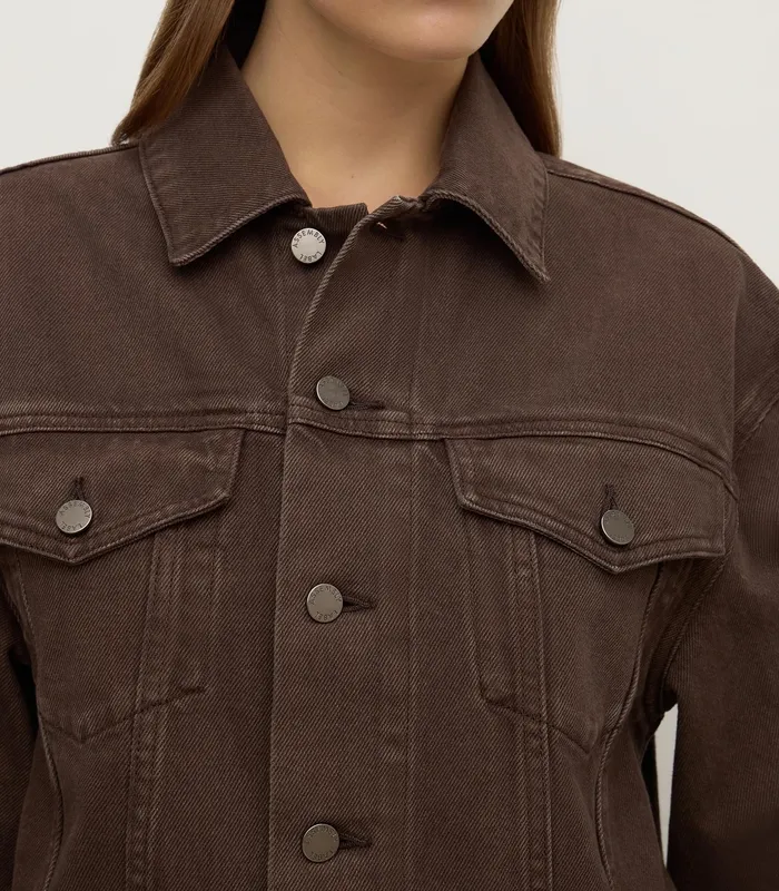 Dark Ganache Cropped Denim Jacket