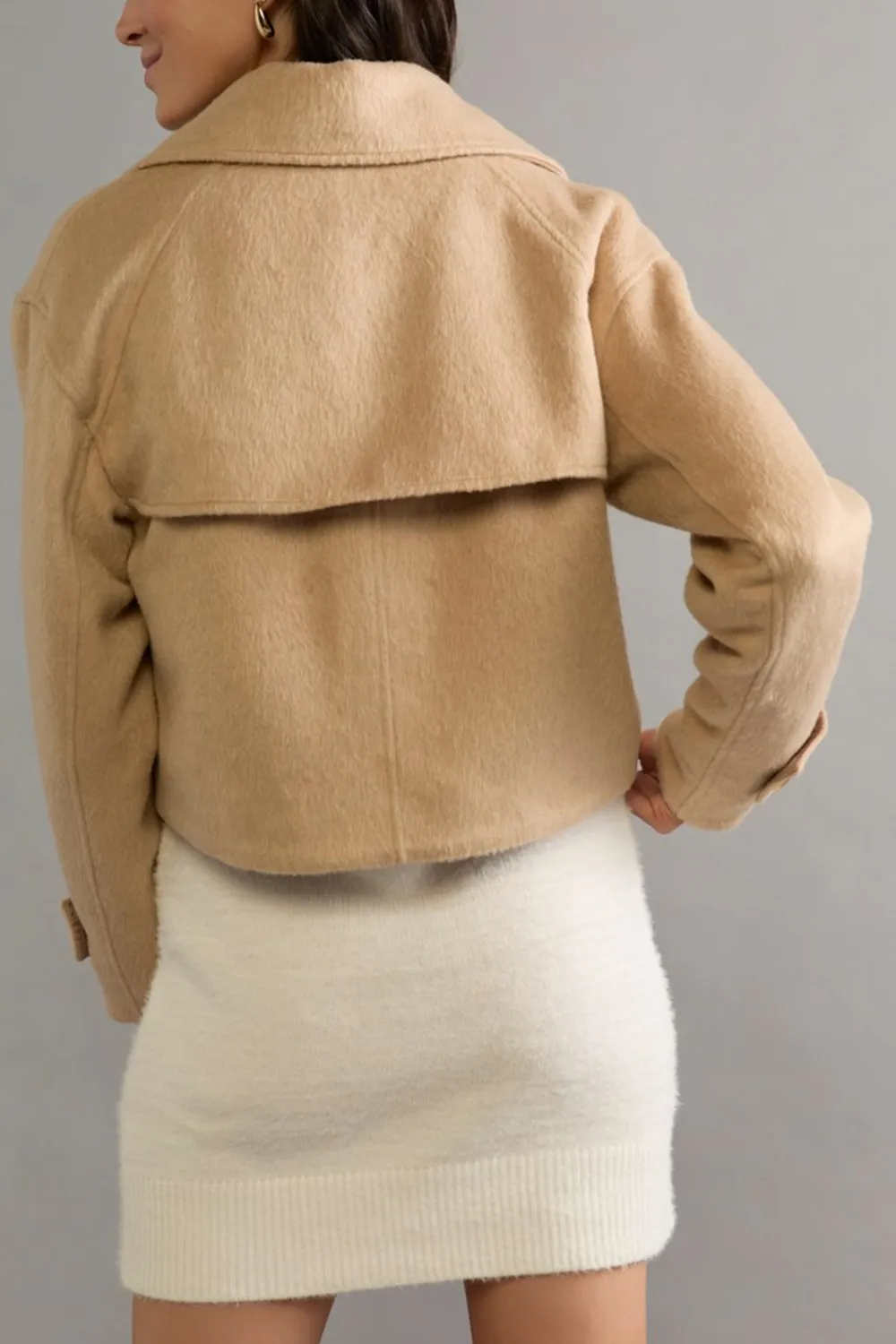 Camel Double Breasted Wool Jacket