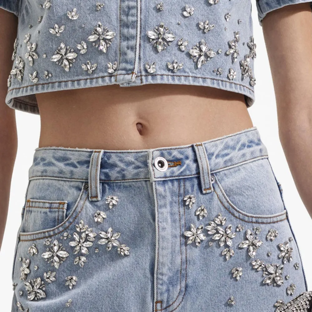 Blue Embellished Jeans