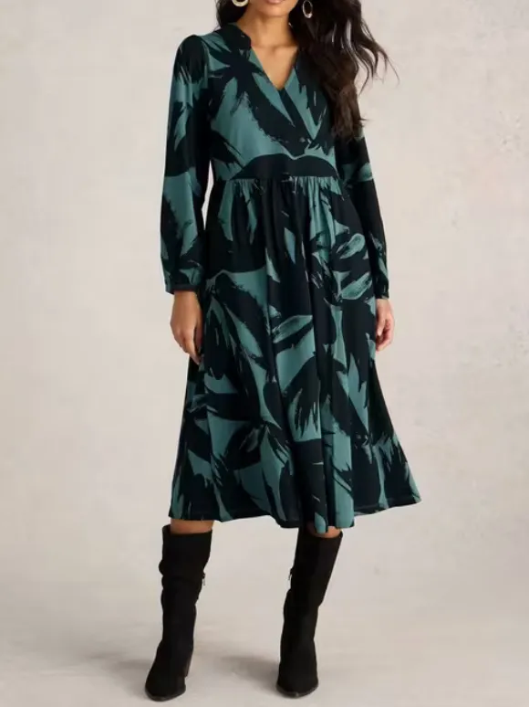 Jersey Dress In Green Print