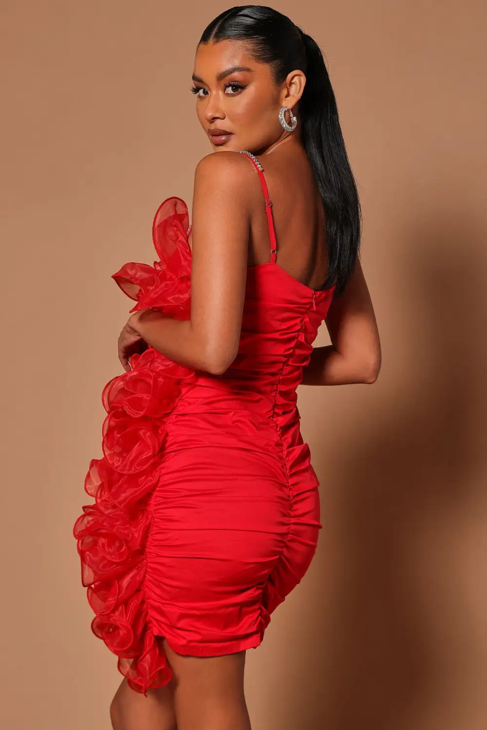 Giselle Ruffle Mini Dress - Red