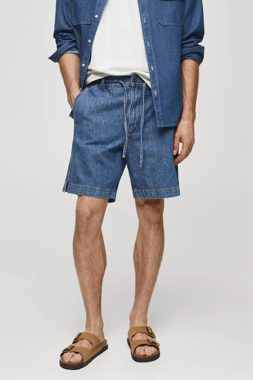 Denim Shorts With Drawstring