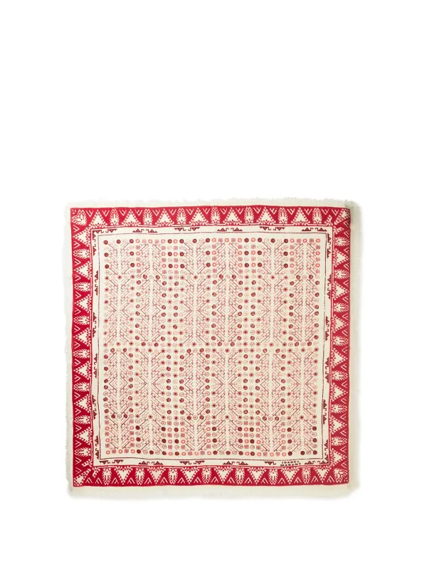 Red Ethnic Printed Square Scarf