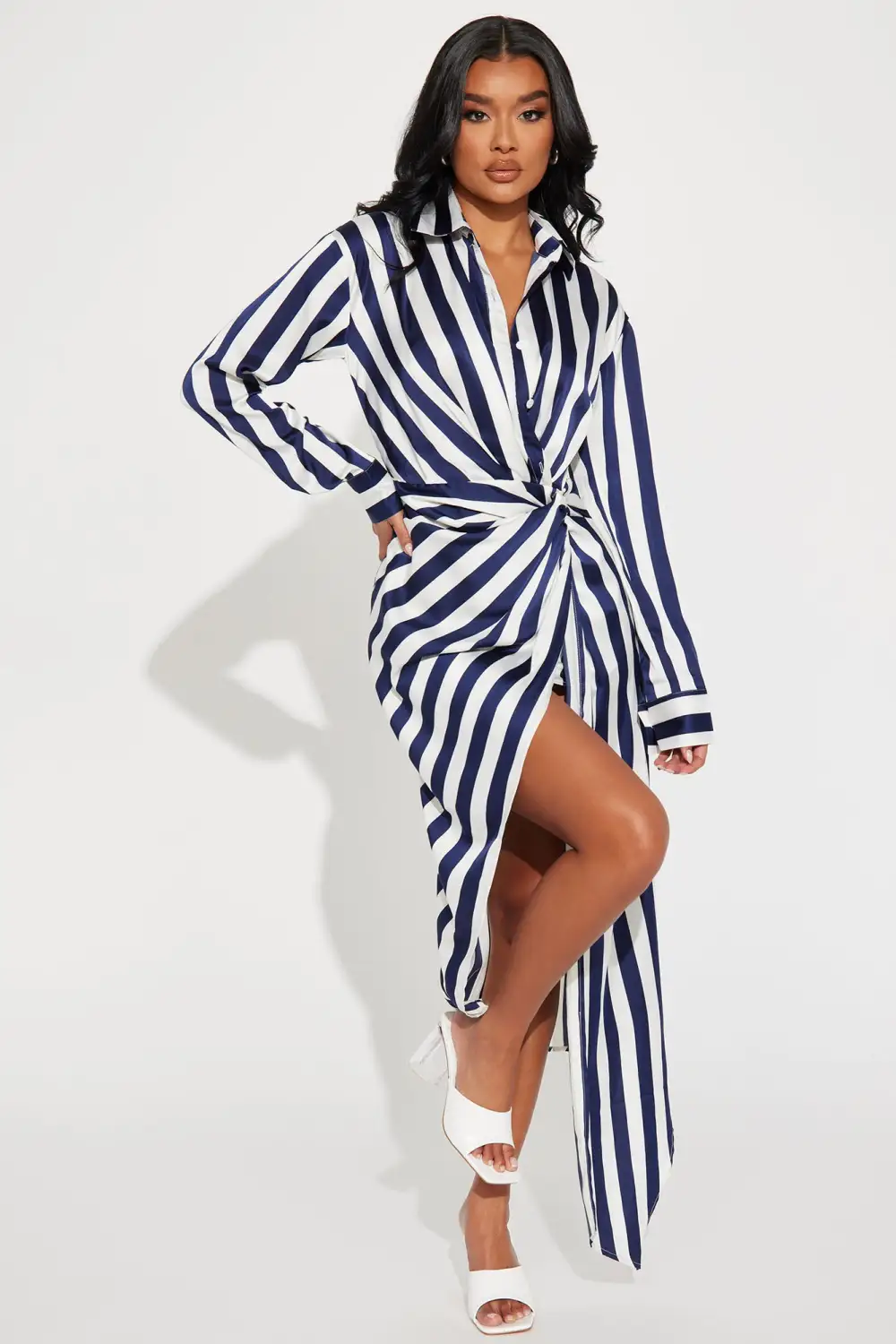 Unattached To You Midi Dress - Navy/combo