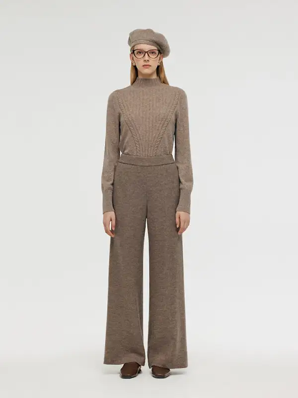 Wool High-Waisted Women Palazzo Pants