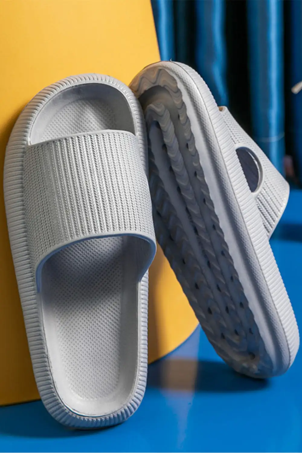 Hollow Out Thick Soled Slip On Slide Slippers