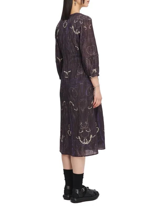 Embroidered Pattern Long - Sleeve Dress