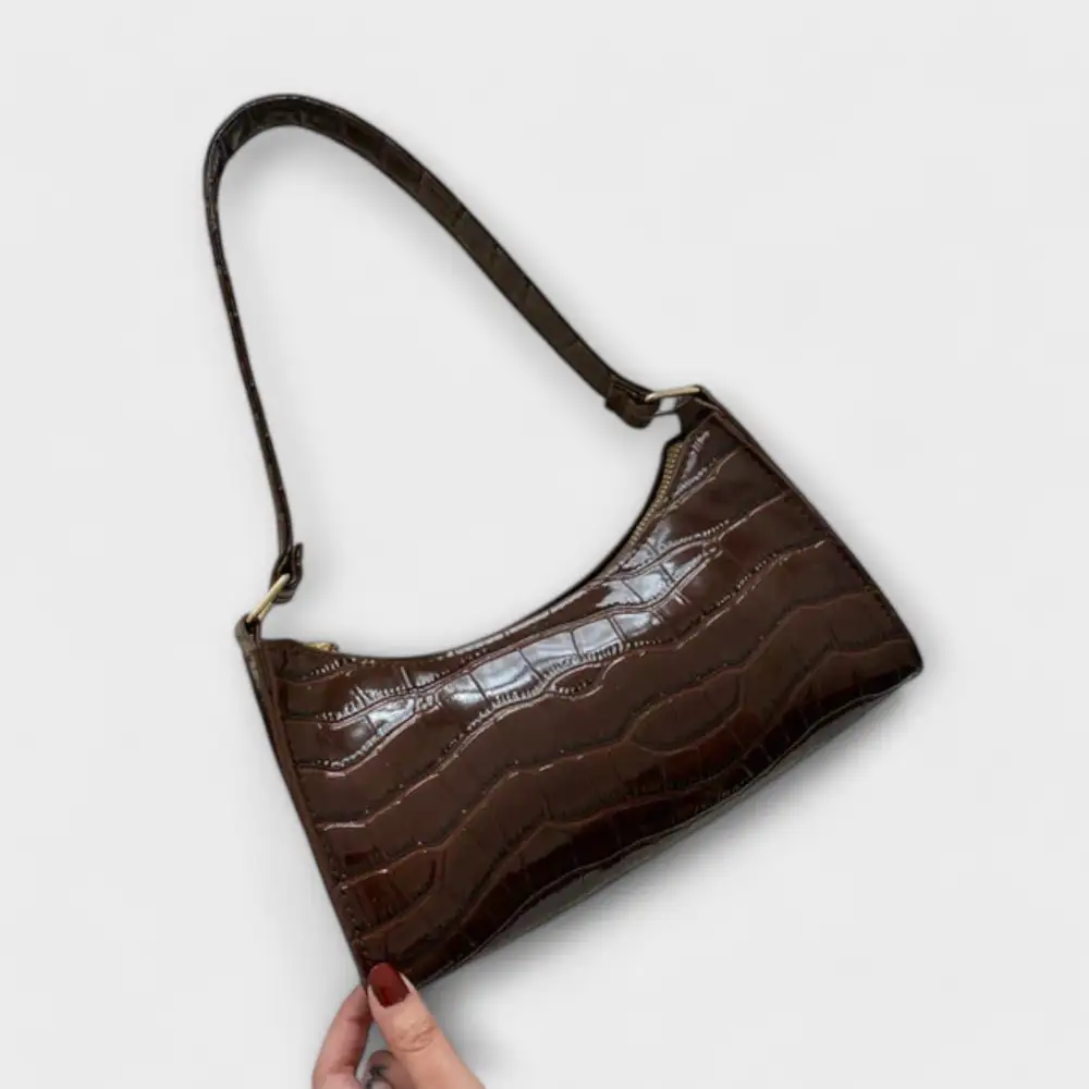 Structured Foldover Leather Handbag