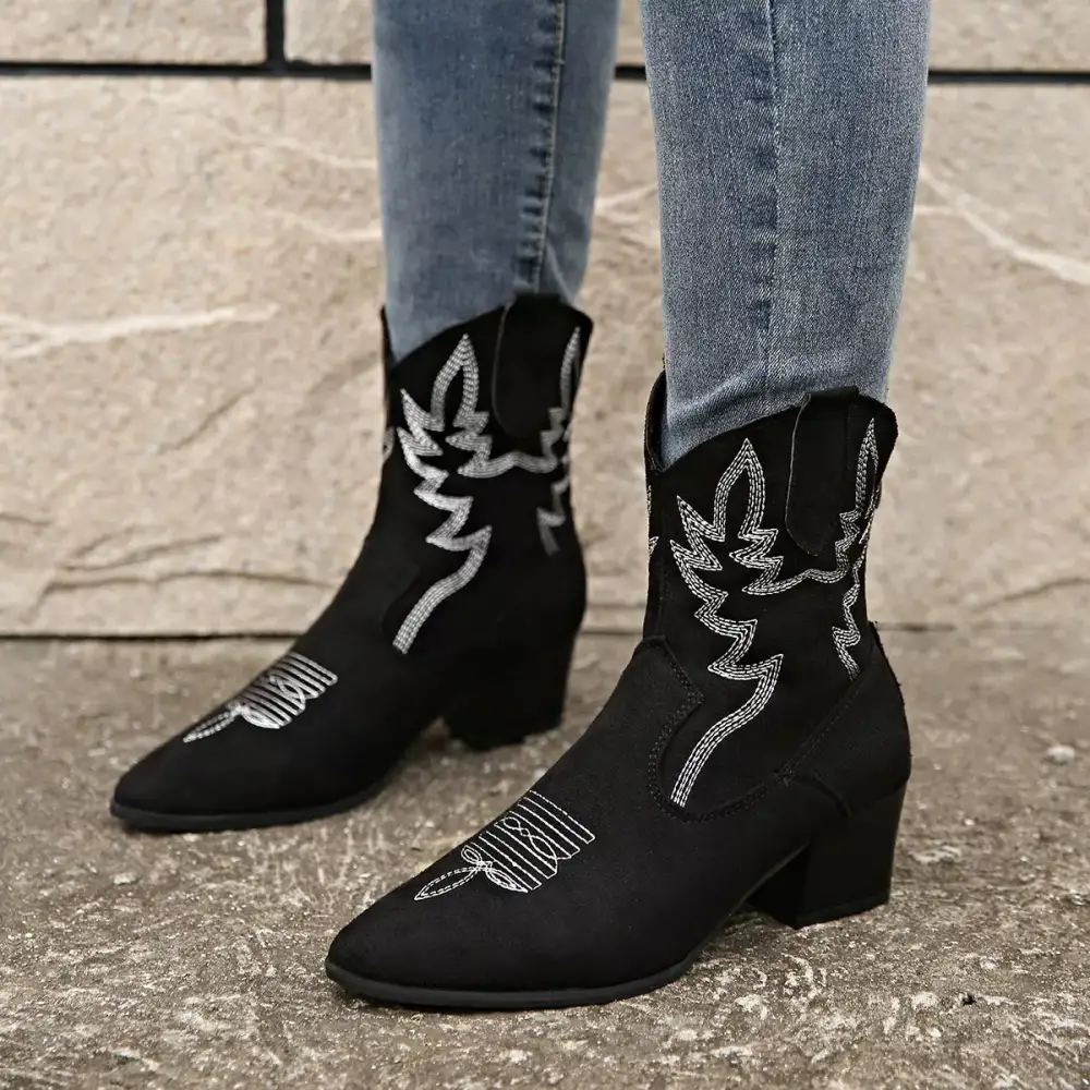 Refined Modern Pointed Toe Block Heel Boots