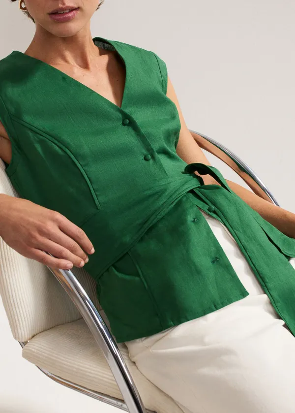 Minimalist Lightweight Sleeveless Lace-Up Shirt
