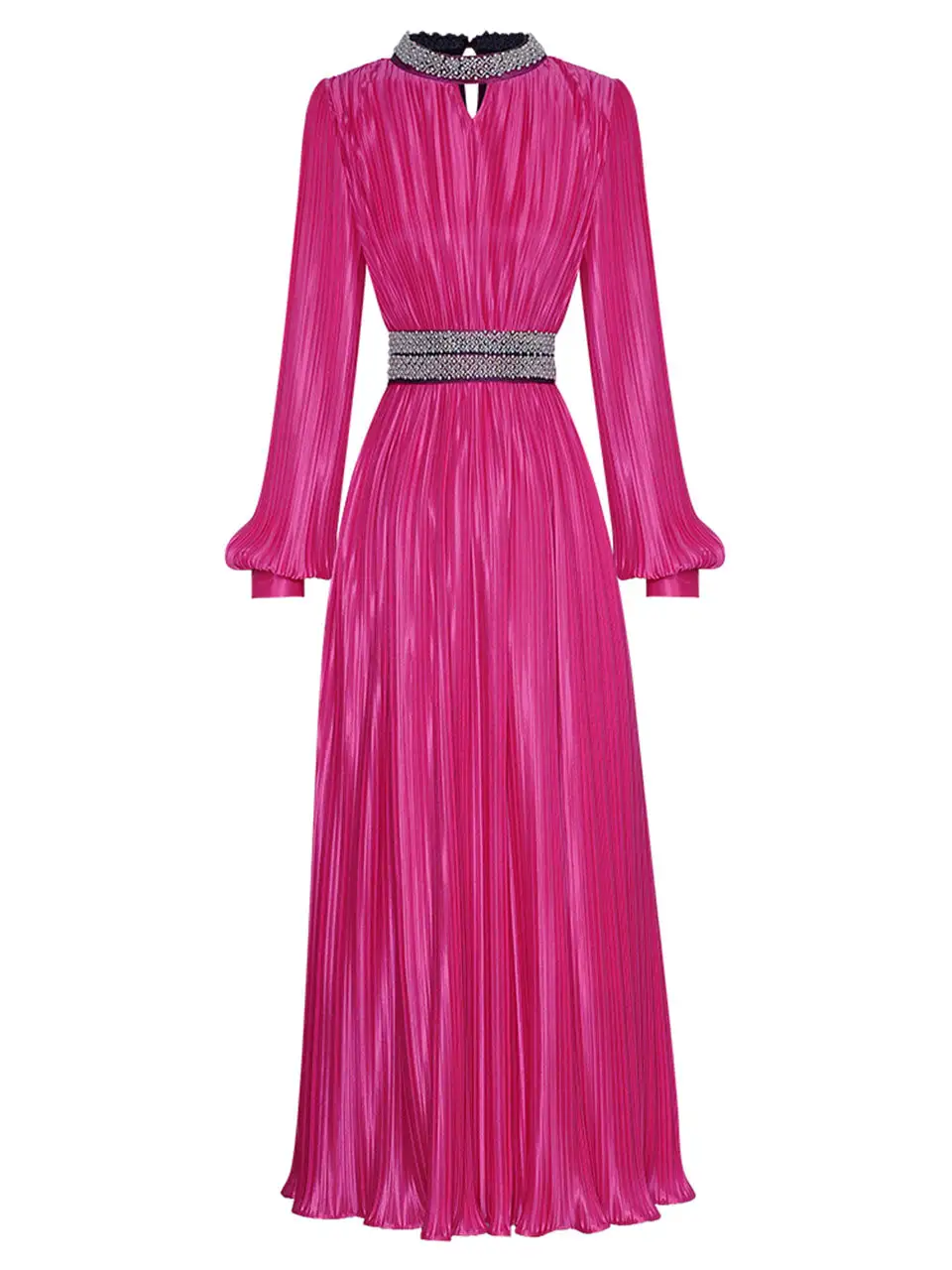 Satin Pleated Romantic Maxi Dress