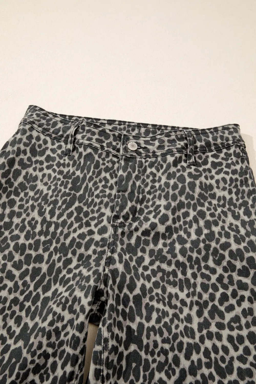 Wide Leg High Waist Leopard Print Jeans