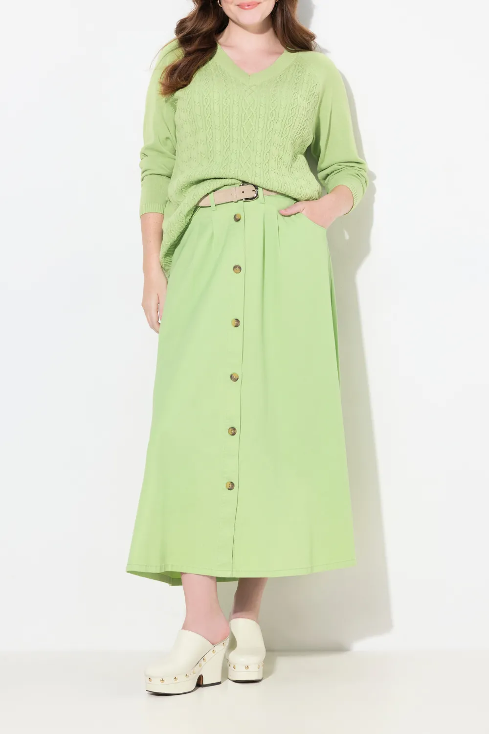 Button Style Placket Skirt