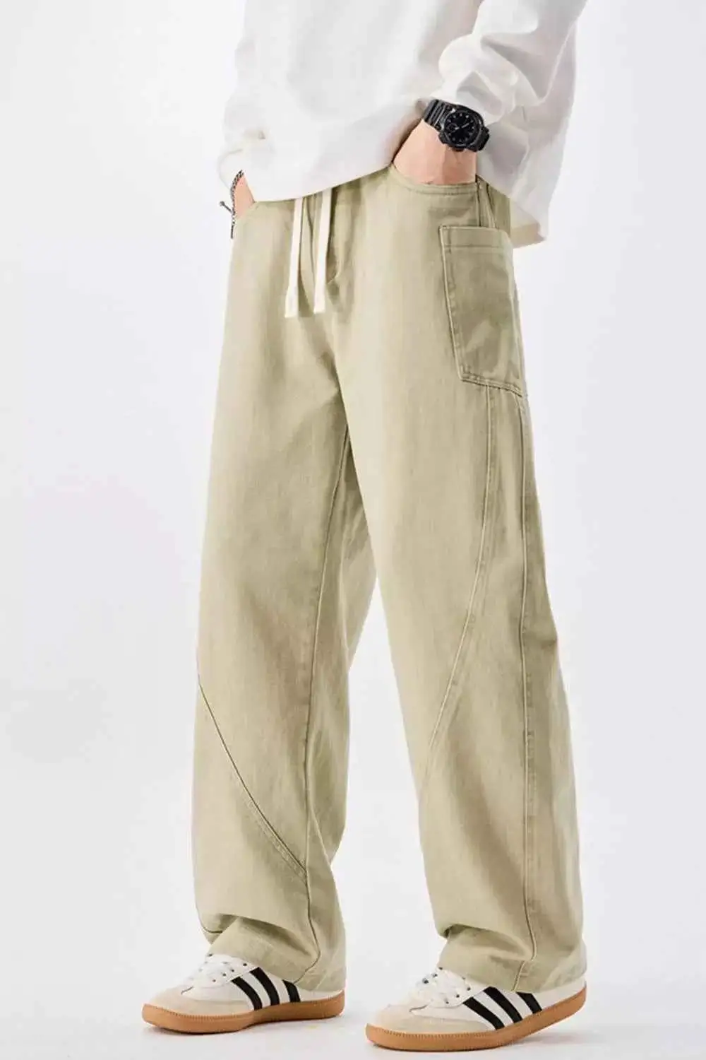 Loose Fit Drawstring Waist Jeans