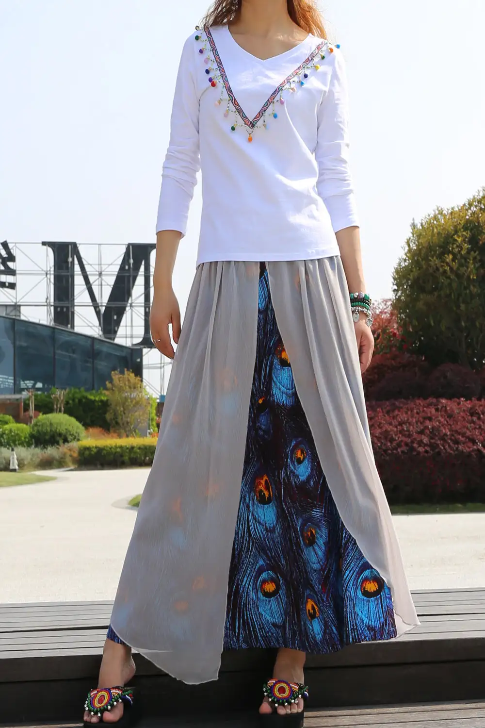 Pleated Chiffon Maxi Skirt
