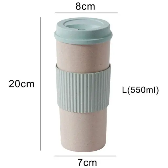 (Store Closing Sale) Wheat Fiber Straw Coffee Mug Double-wall Insulation Eco-friendly Coffee Cup Travel Leakproof Gift Mugs