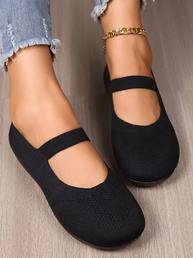 Casual Plain Breathable Slip On Flat Heel Mary Jane