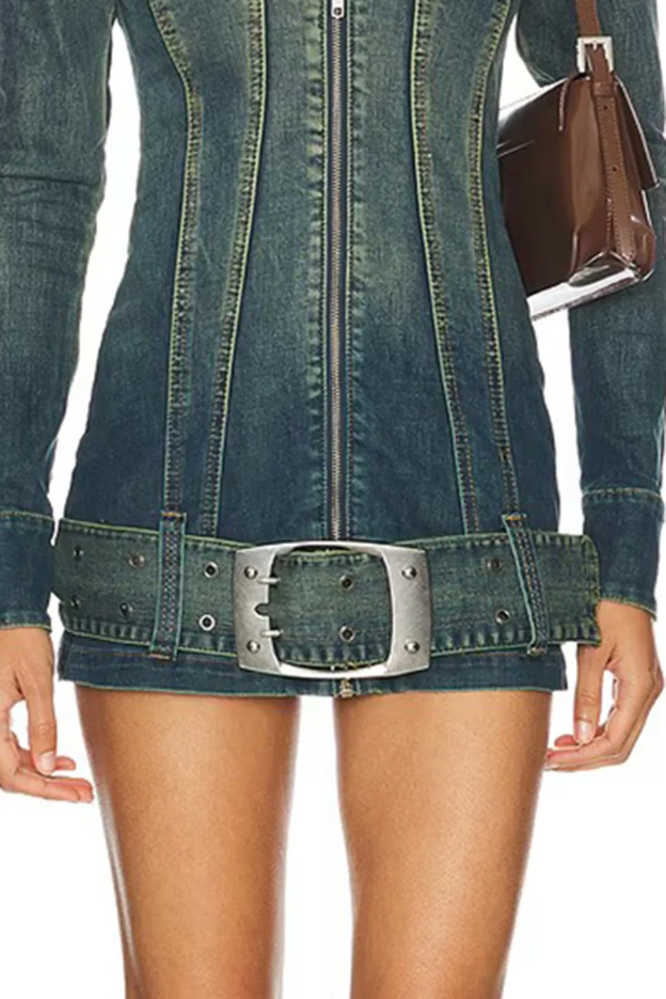 Denim Dress With Belt