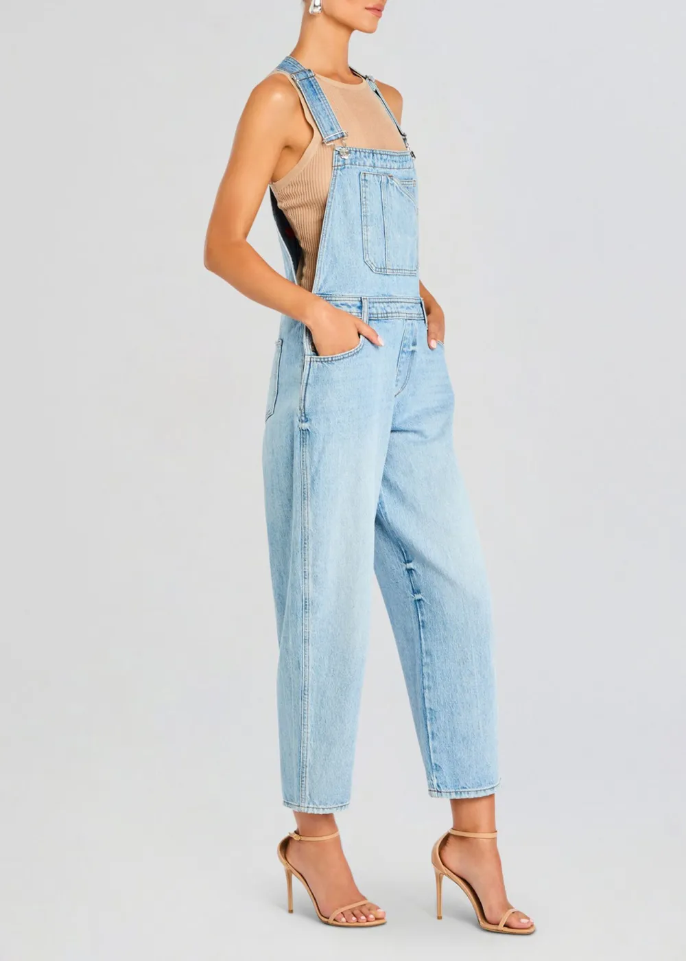 High Waist Pocket Overalls