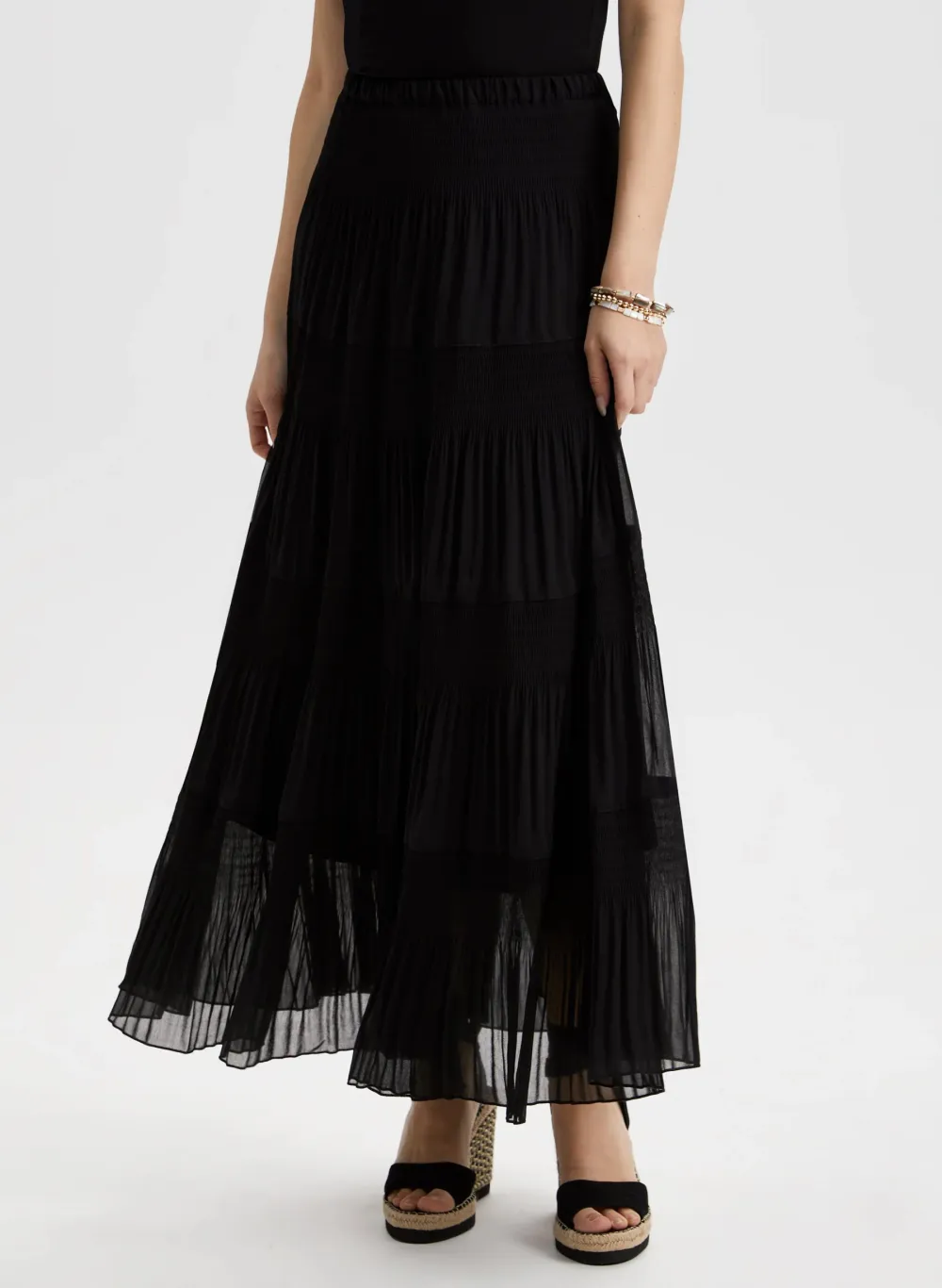 Tulle Pleated Maxi Skirt