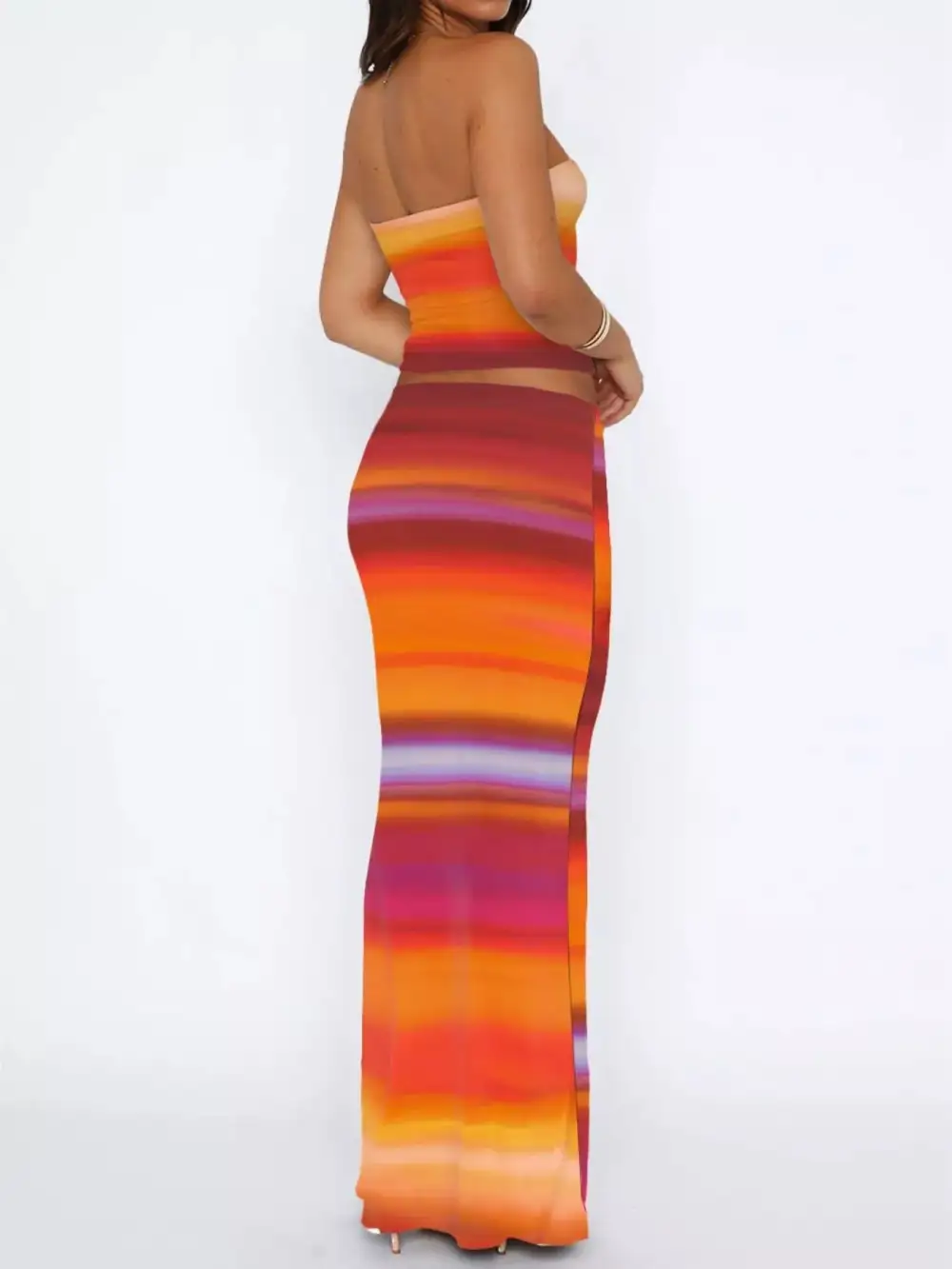Calm Printed Striped Detail Coordinated Set