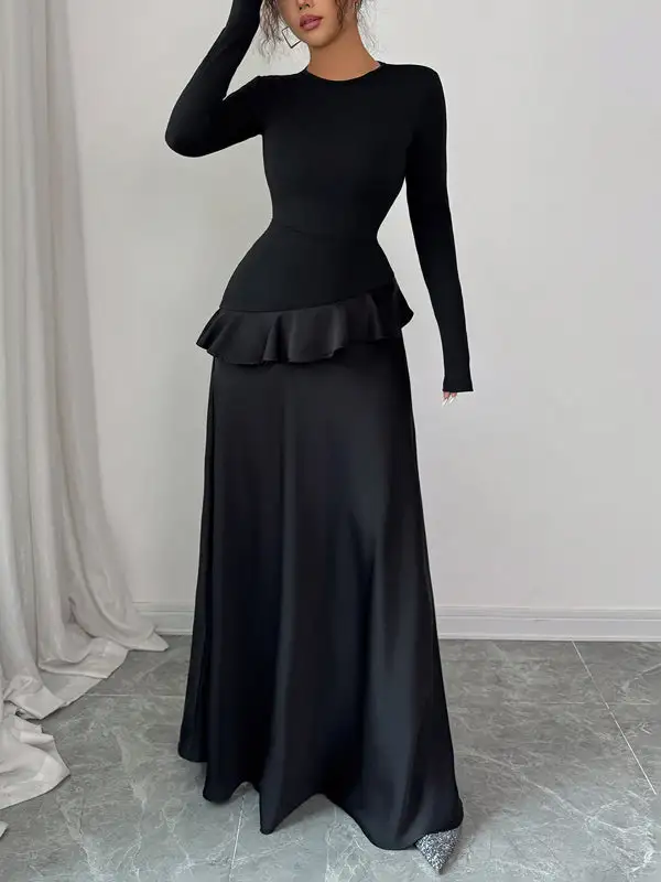 High Trim Neck Maxi Dress