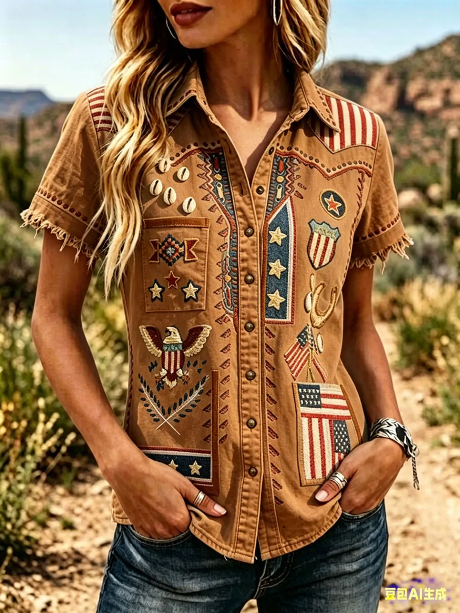 Women'S 250Th Anniversary American Western-Style Retro Shirt
