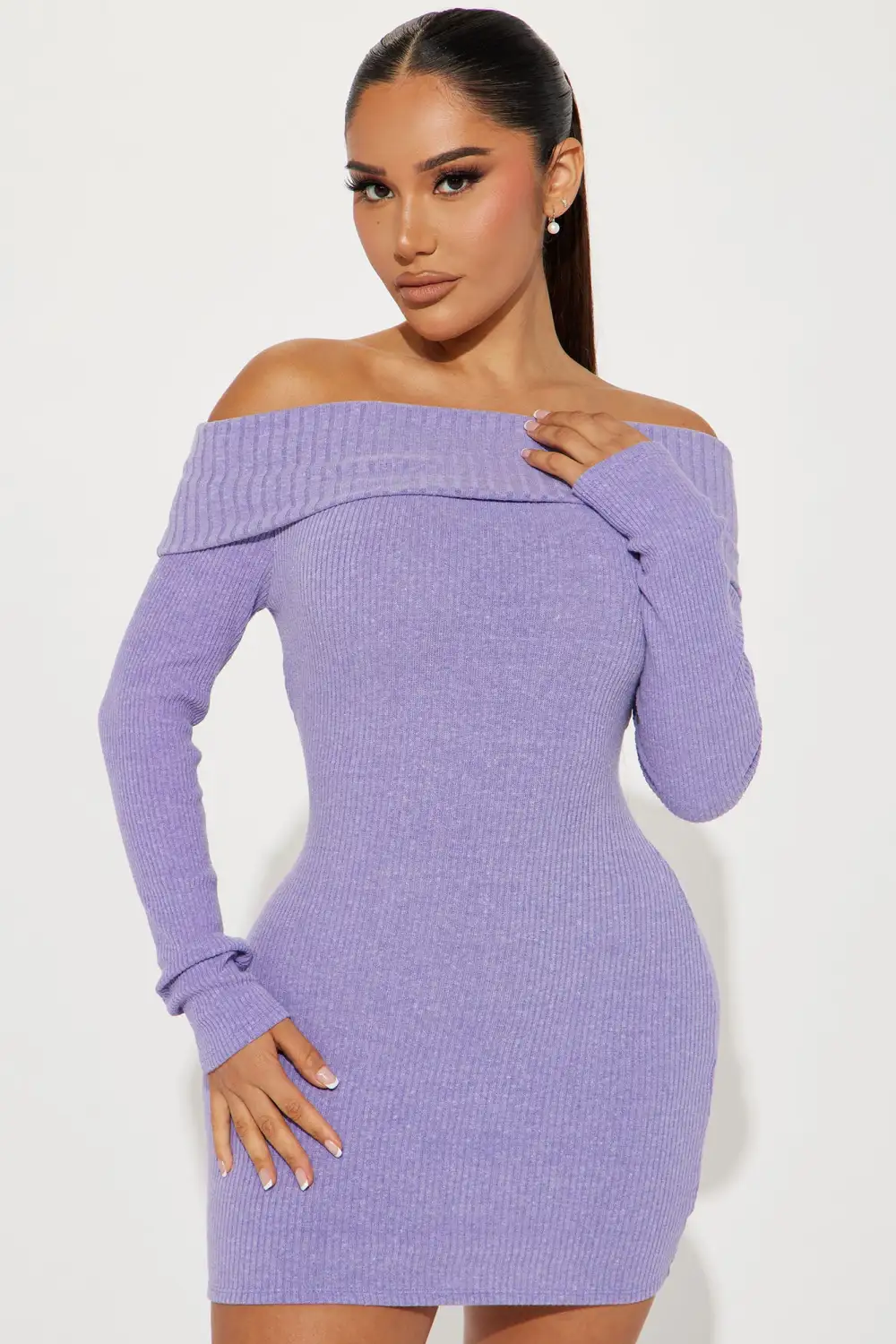 Ellie Sweater Mini Dress - Lavender