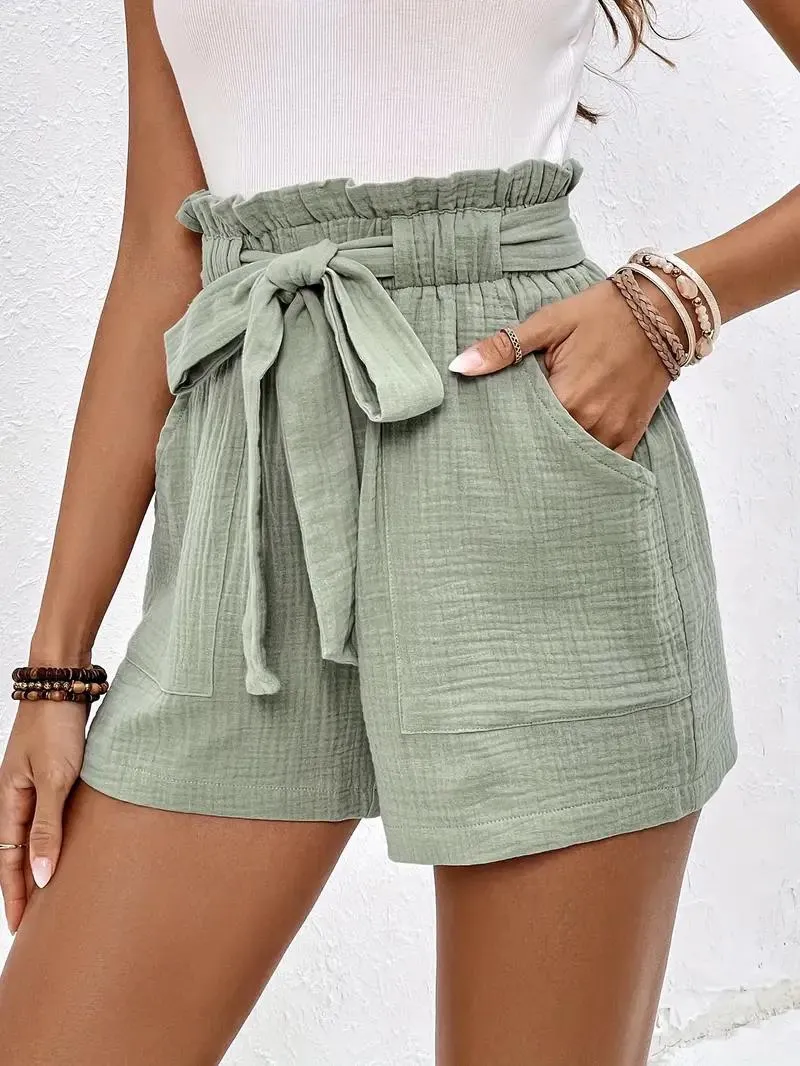 High Waisted Belted Shorts
