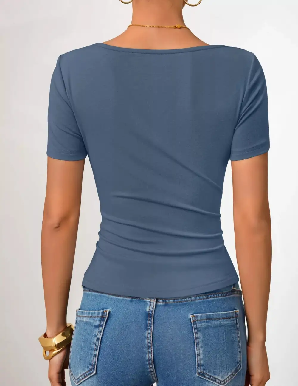 Asymmetrical Neckline Fitted T Shirt