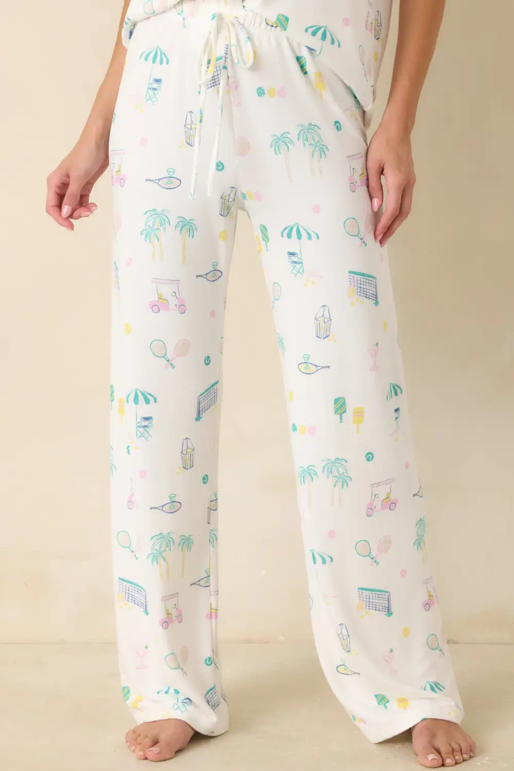 Multicolor Sports Print Pajama Pants