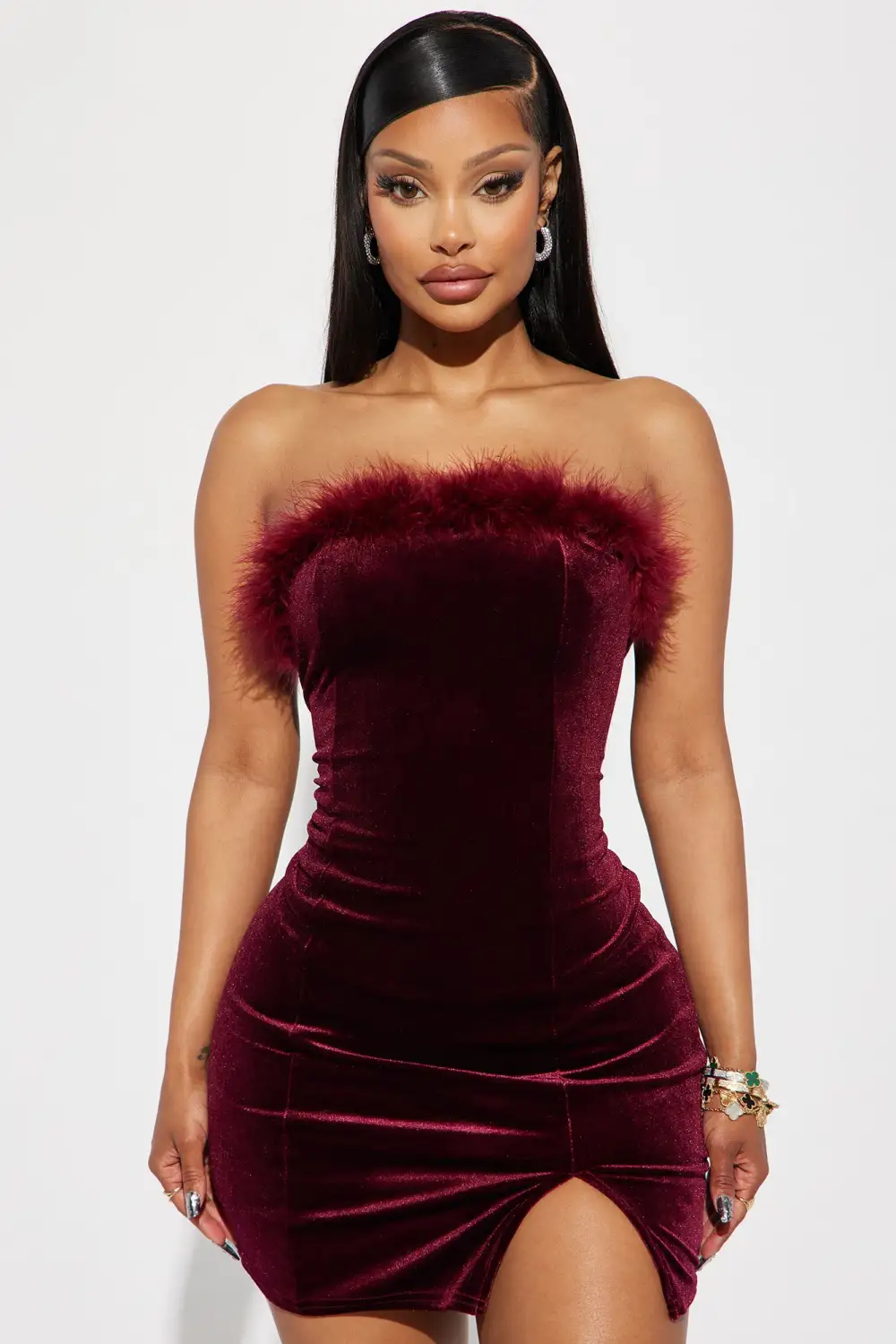 Morgan Velvet Mini Dress - Plum