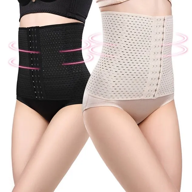 Women's Waist Trainer Corset Steel Boned Tummy Control Body Shaper With Adjustable Hooks