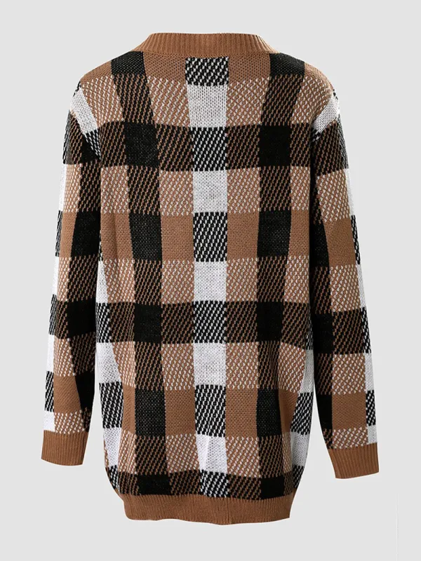 Casual Loose Contrast Plaid Dress