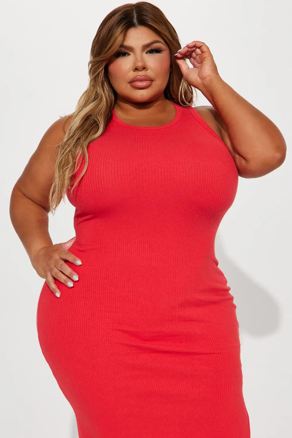 Casual Outing Midi Dress - Red