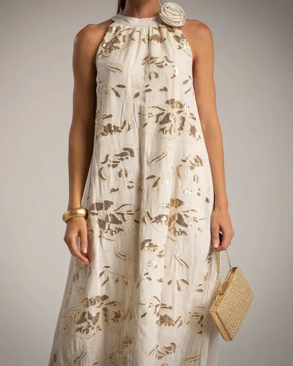 Easy Fit Floral Midi Tie Detail Dress