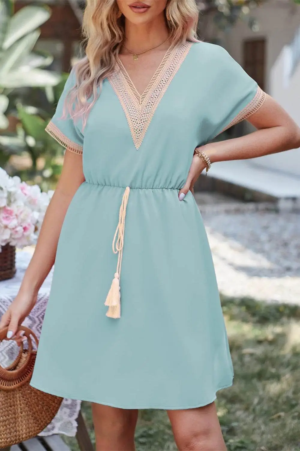 Tassel V Neck Mini Dress
